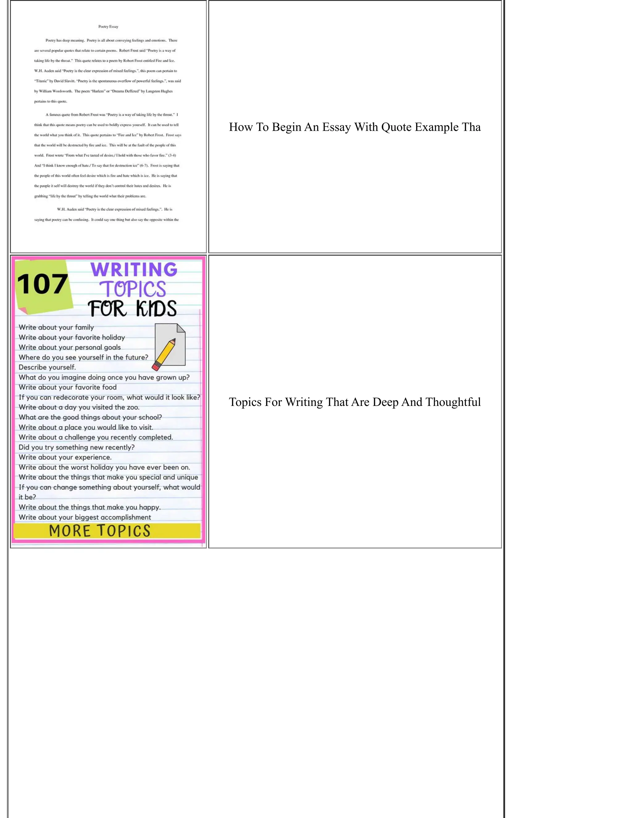 How To Begin An Essay With Quote Example Tha
Topics For Writing That Are Deep And Thoughtful