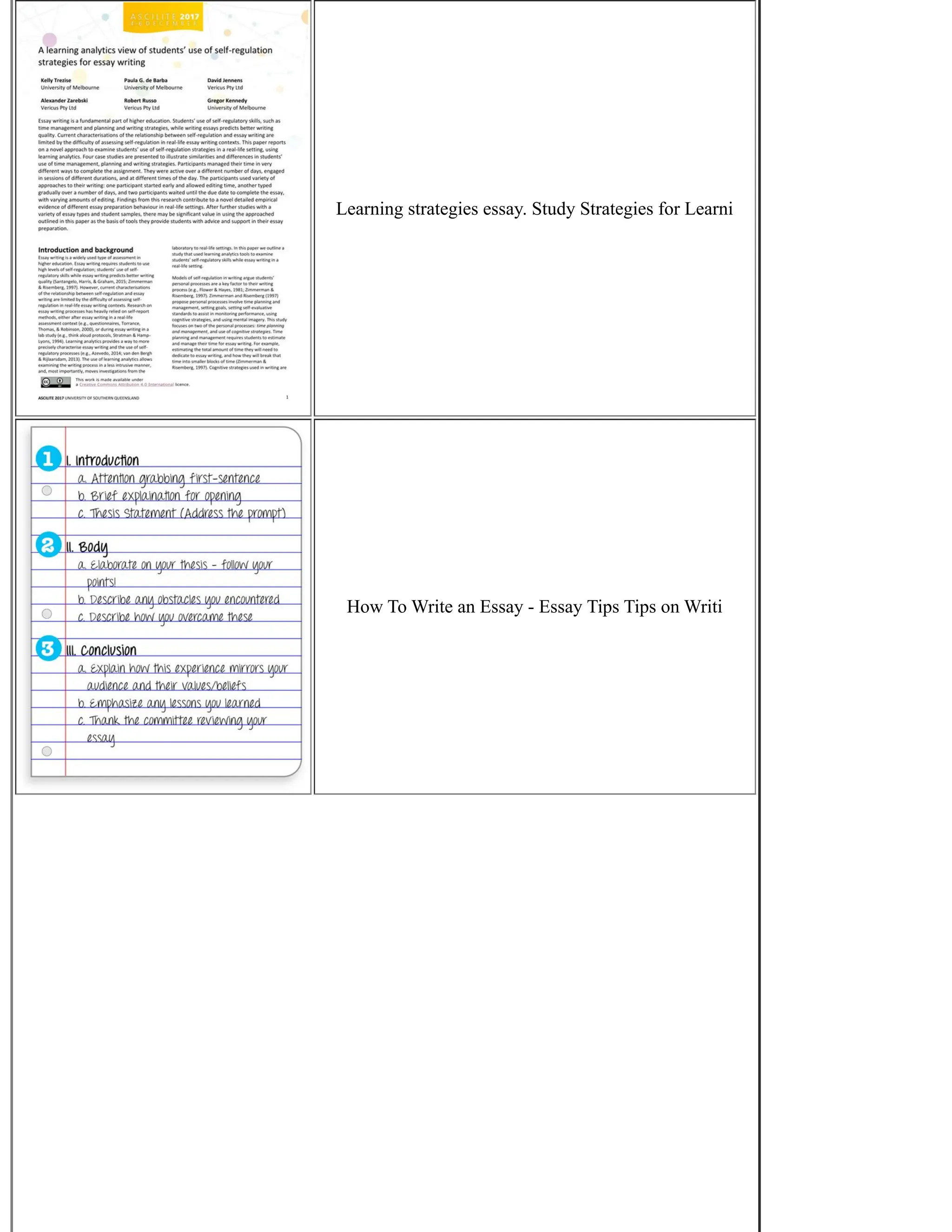 Learning strategies essay. Study Strategies for Learni
How To Write an Essay - Essay Tips Tips on Writi