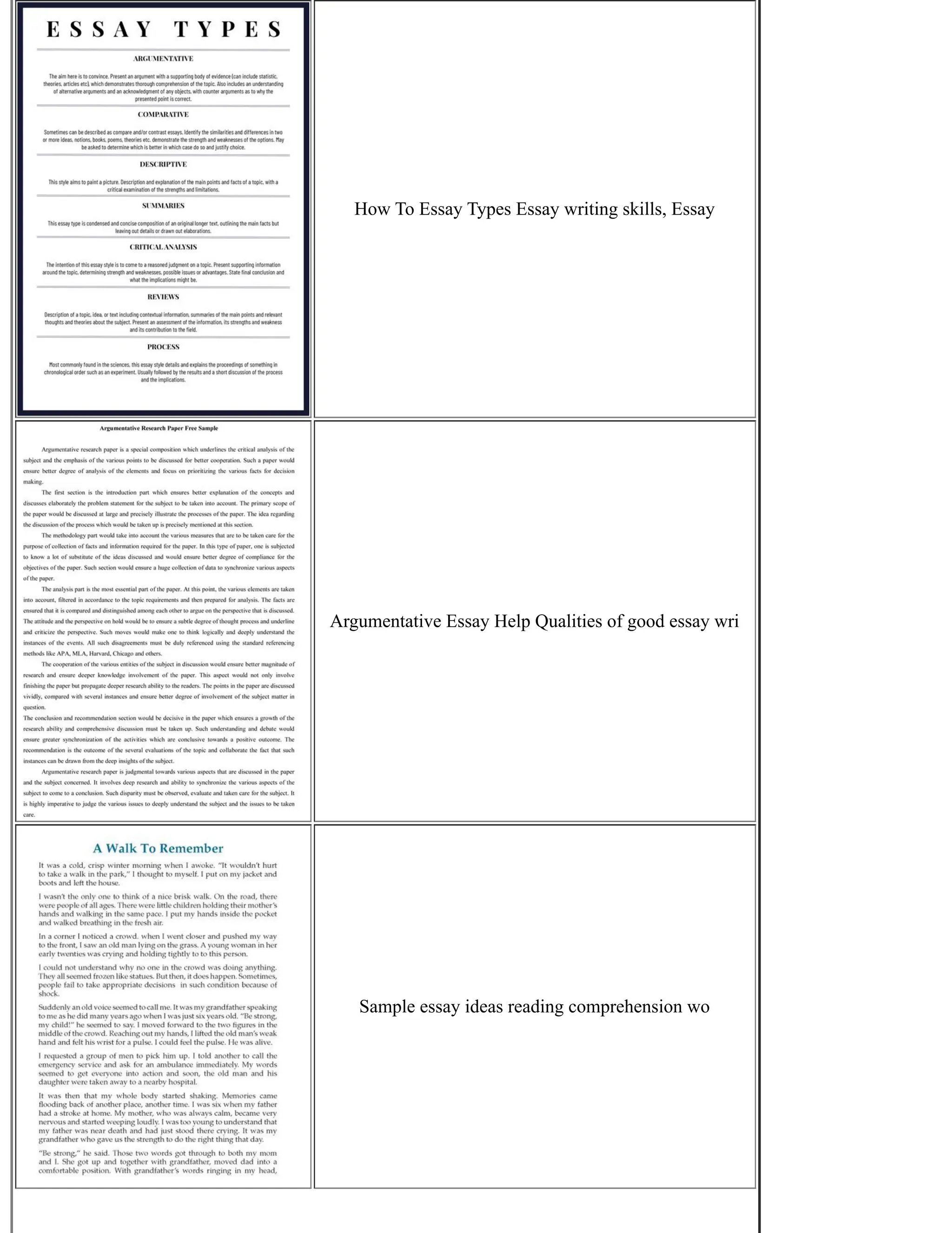 How To Essay Types Essay writing skills, Essay
Argumentative Essay Help Qualities of good essay wri
Sample essay ideas reading comprehension wo