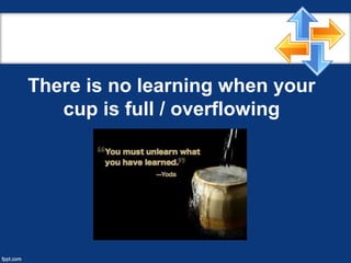There is no learning when your
cup is full / overflowing
 