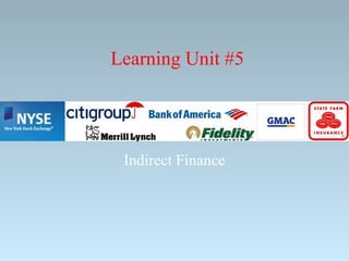 Learning Unit #5
Indirect Finance
 