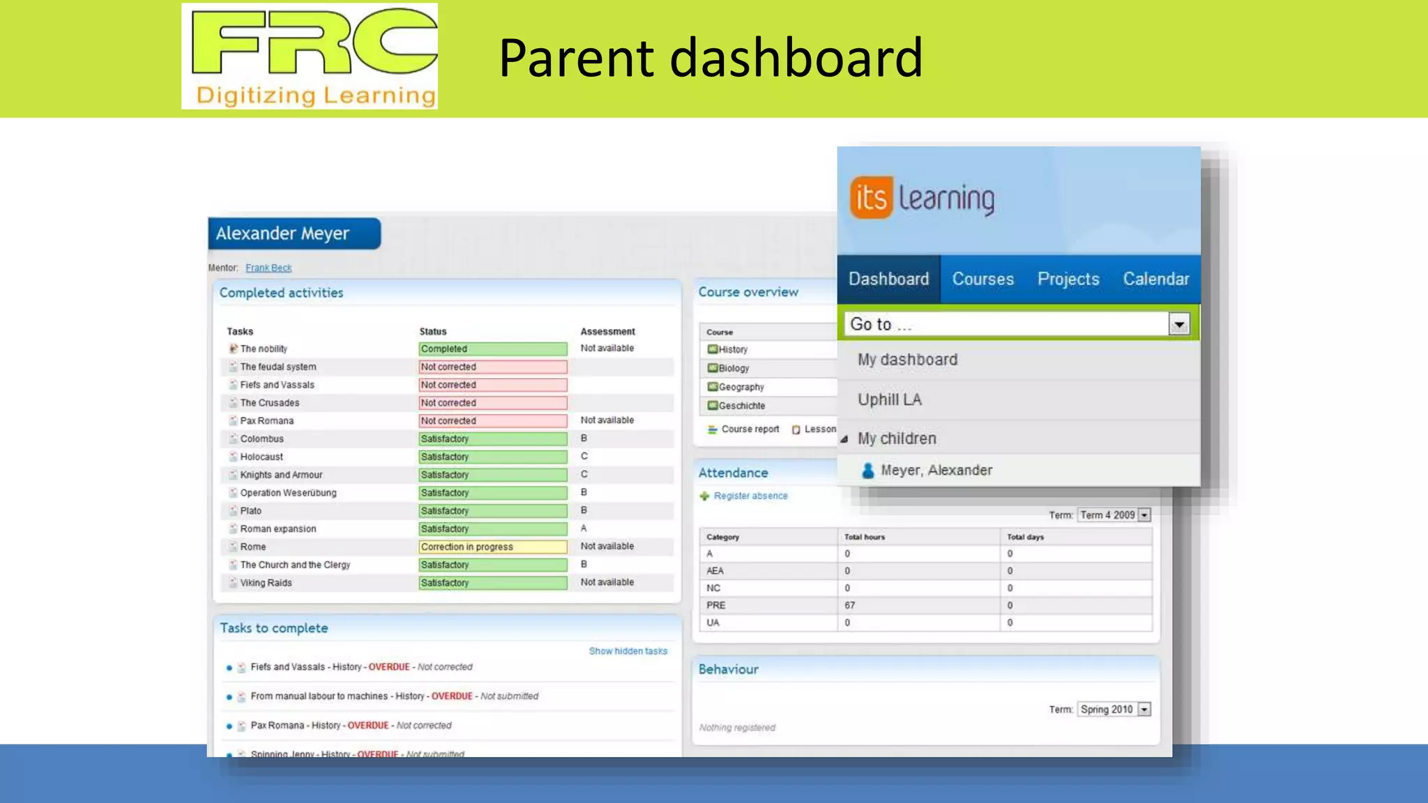 Parent dashboard
 