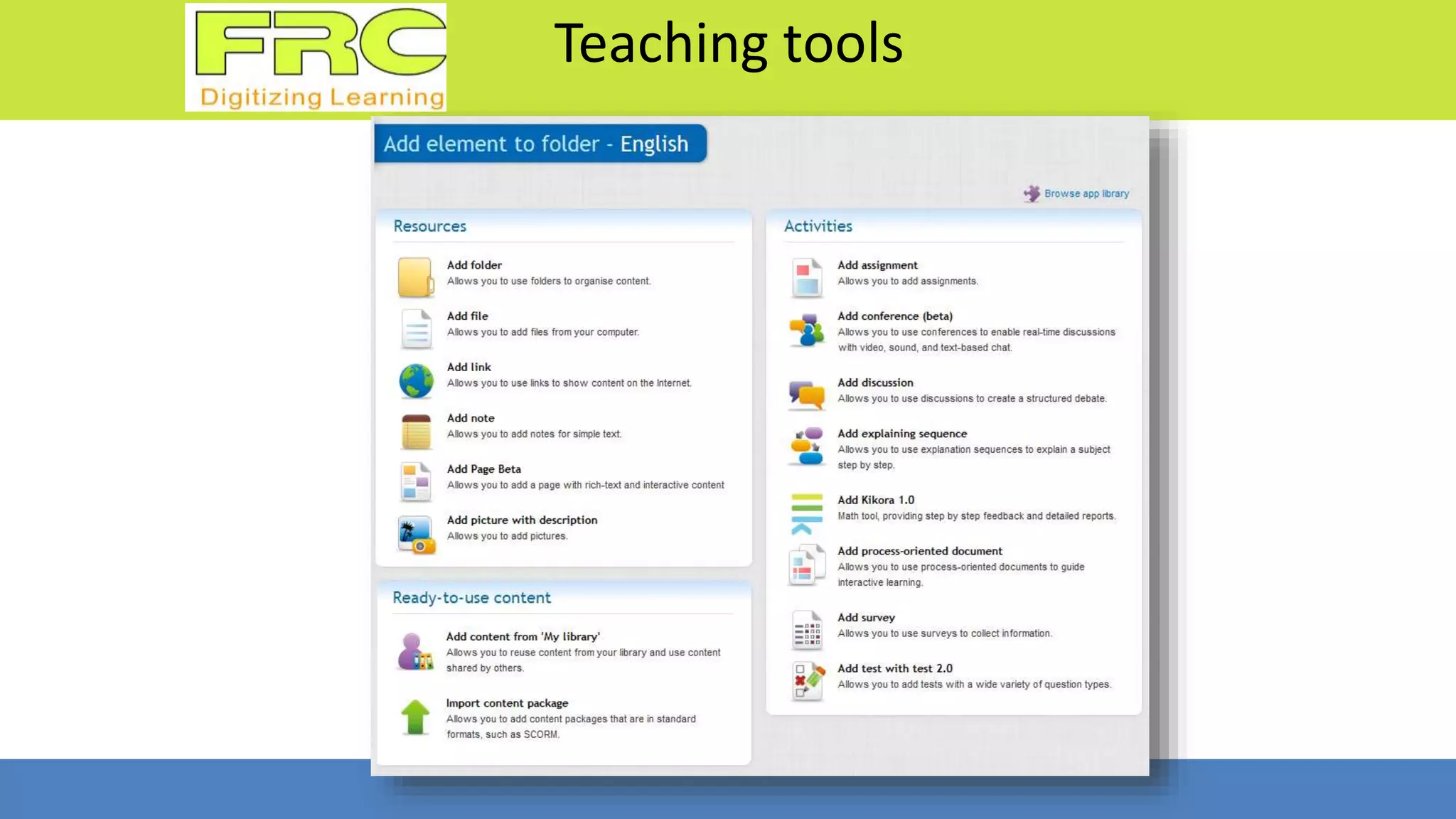 Teaching tools
 