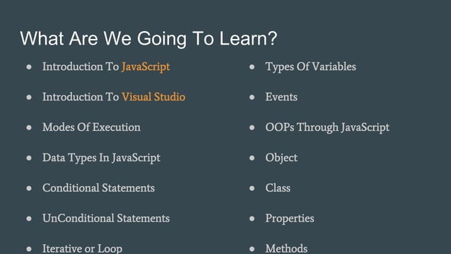 Learn JavaScript From Scratch | PPT