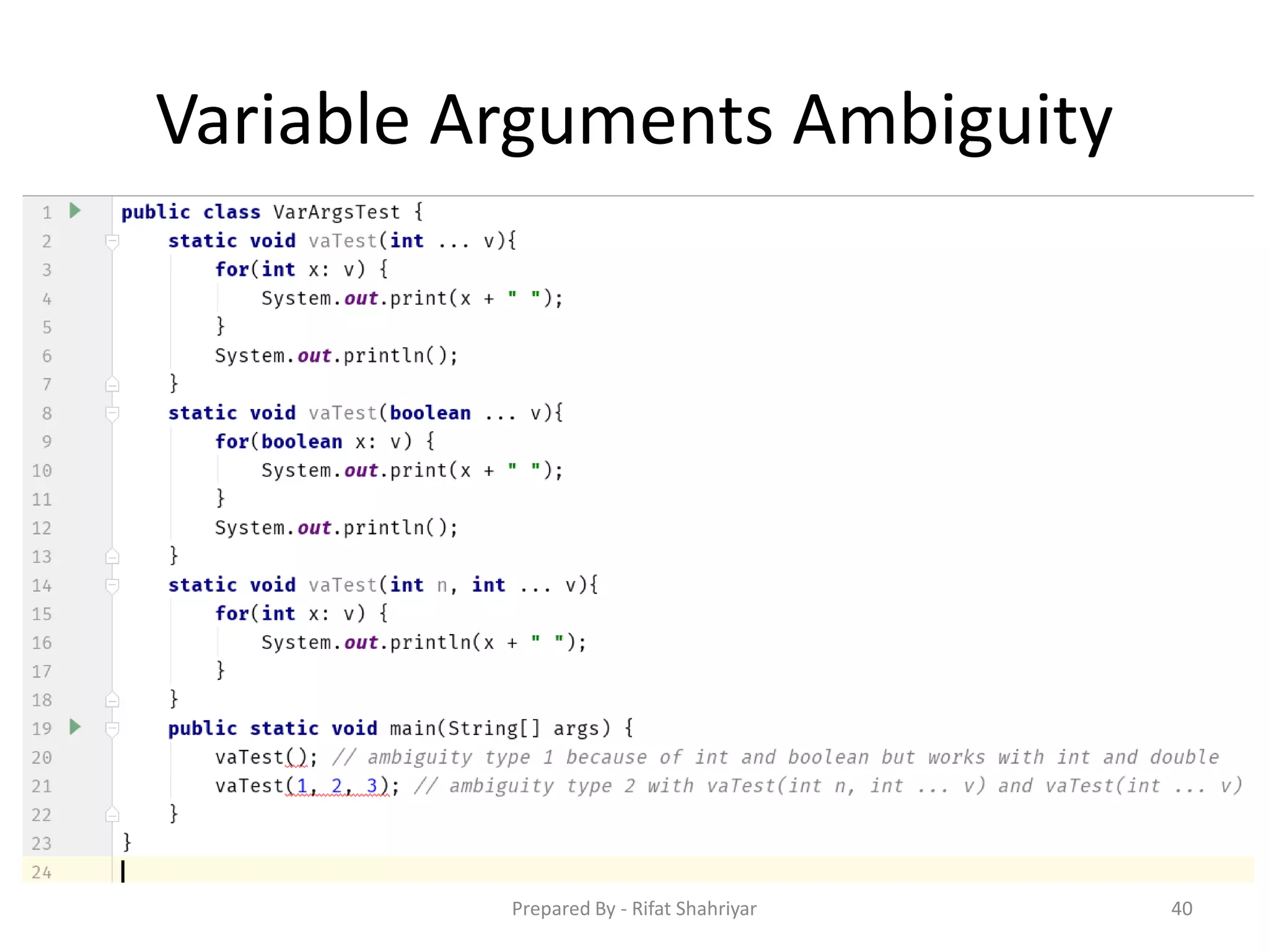 Variable Arguments Ambiguity
40Prepared By - Rifat Shahriyar
 