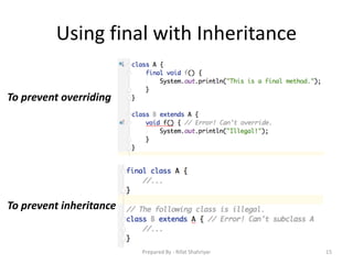 Using final with Inheritance
15
To prevent overriding
To prevent inheritance
Prepared By - Rifat Shahriyar
 