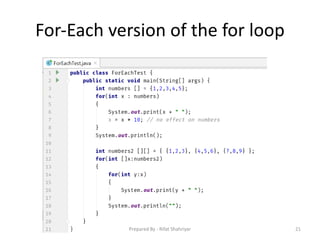 For‐Each version of the for loop
21Prepared By - Rifat Shahriyar
 