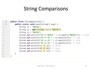 String Comparisons
10Prepared by - Rifat Shahriyar
 