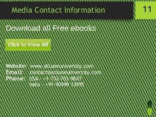 Media Contact Information
Download all Free ebooks

Website: www.attuneuniversity.com
Email: contact@attuneuniversity.com
Phone: USA - +1-732-703-9847
India - +91-90999 12995

11

 
