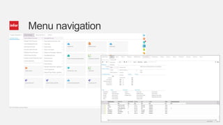 15Copyright © 2013. Infor. All Rights Reserved. www.infor.com
Menu navigation
 
