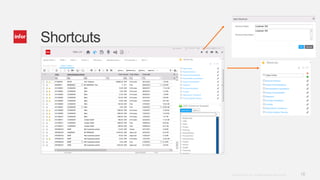 18Copyright © 2013. Infor. All Rights Reserved. www.infor.com
Shortcuts
 