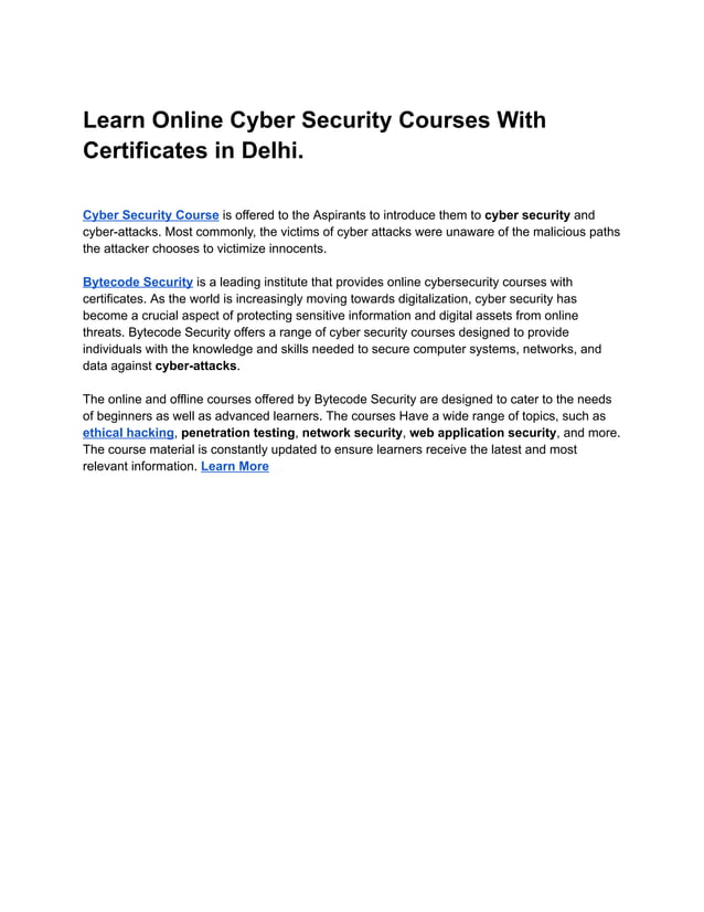 Learn Online Cyber Security Courses With Certificates in Delhi..pdf
