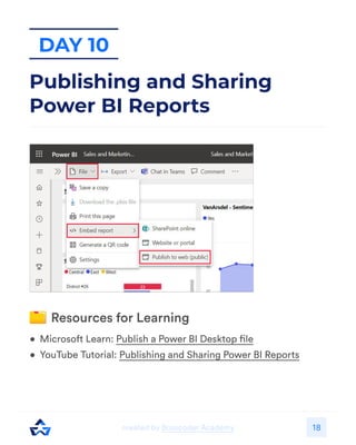 18
Day 10
Publishing and Sharing
Power BI Reports
 