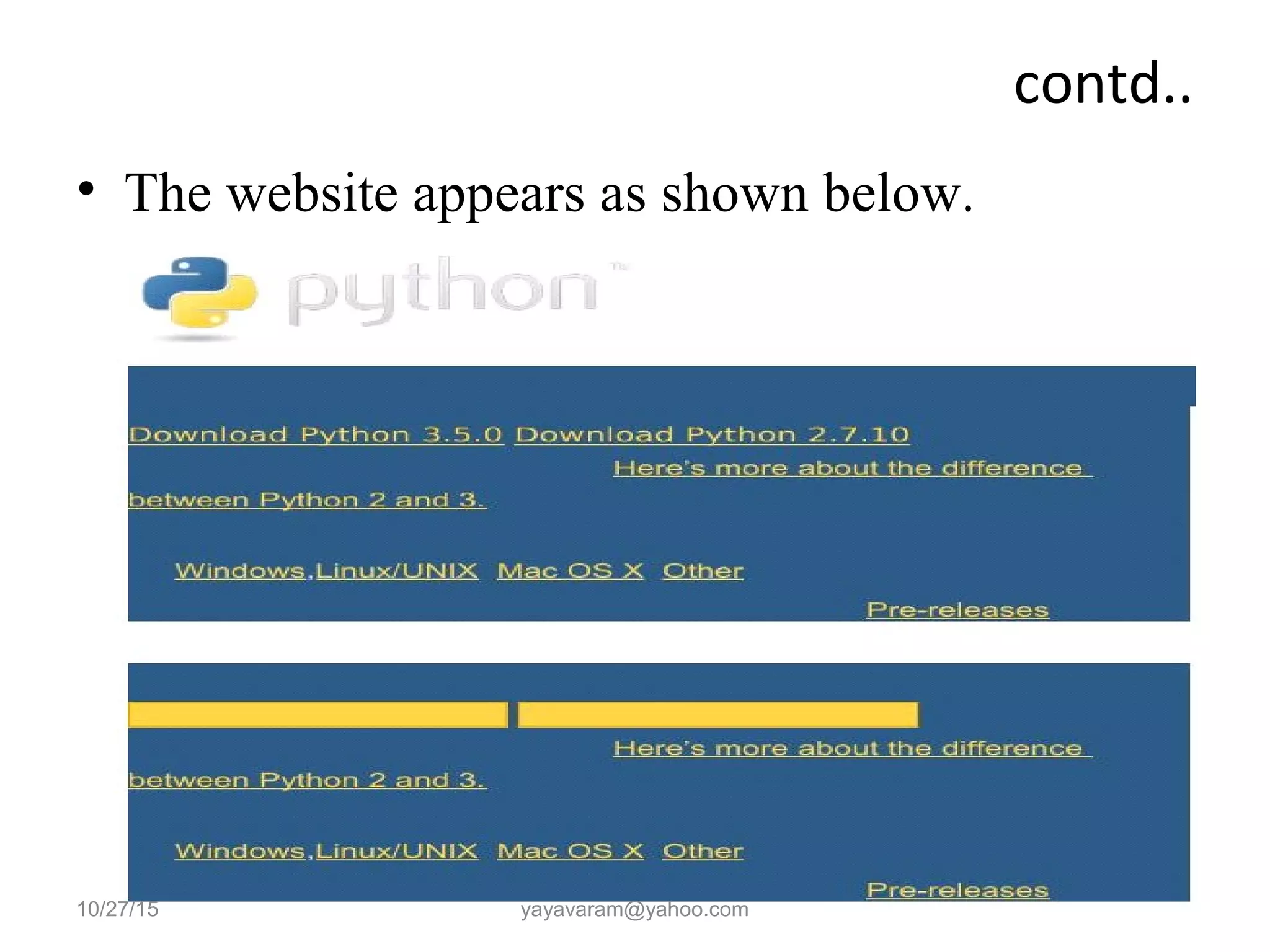 contd.. • The website appears as shown below. 10/27/15 yayavaram@yahoo.com 