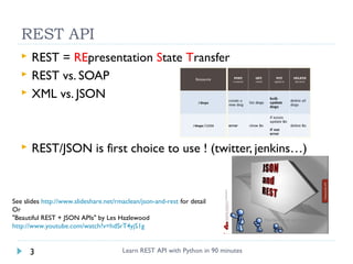 REST API



REST = REpresentation State Transfer
REST vs. SOAP
XML vs. JSON



REST/JSON is first choice to use ! (twitt...