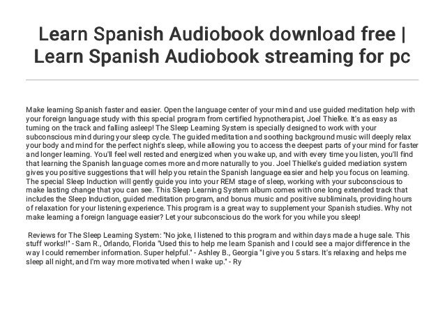 learning spanish audio books free download learning spanish audio books free download