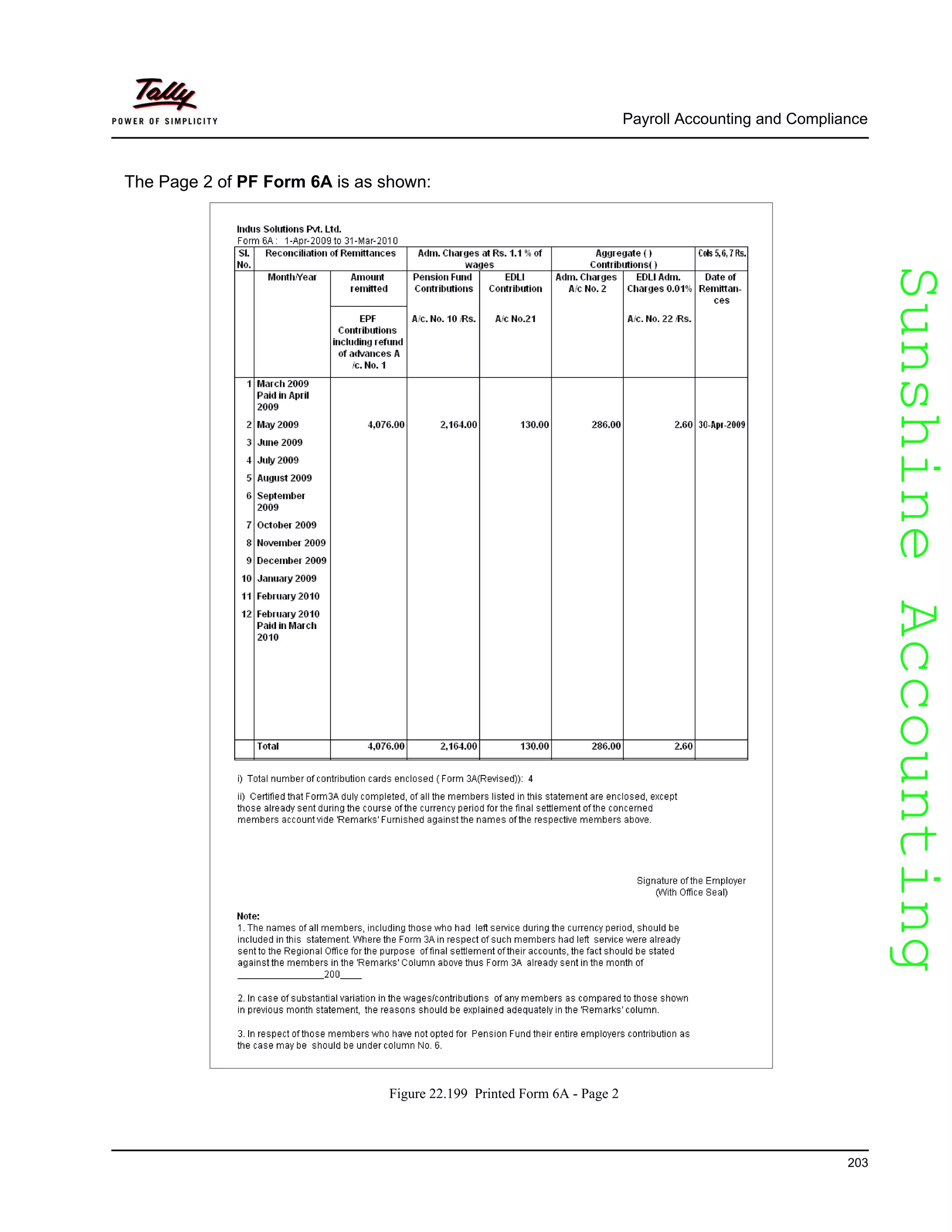 SunshineAccountingSunshineAccounting
Payroll Accounting and Compliance
203
The Page 2 of PF Form 6A is as shown:
Figure 22.199 Printed Form 6A - Page 2
 
