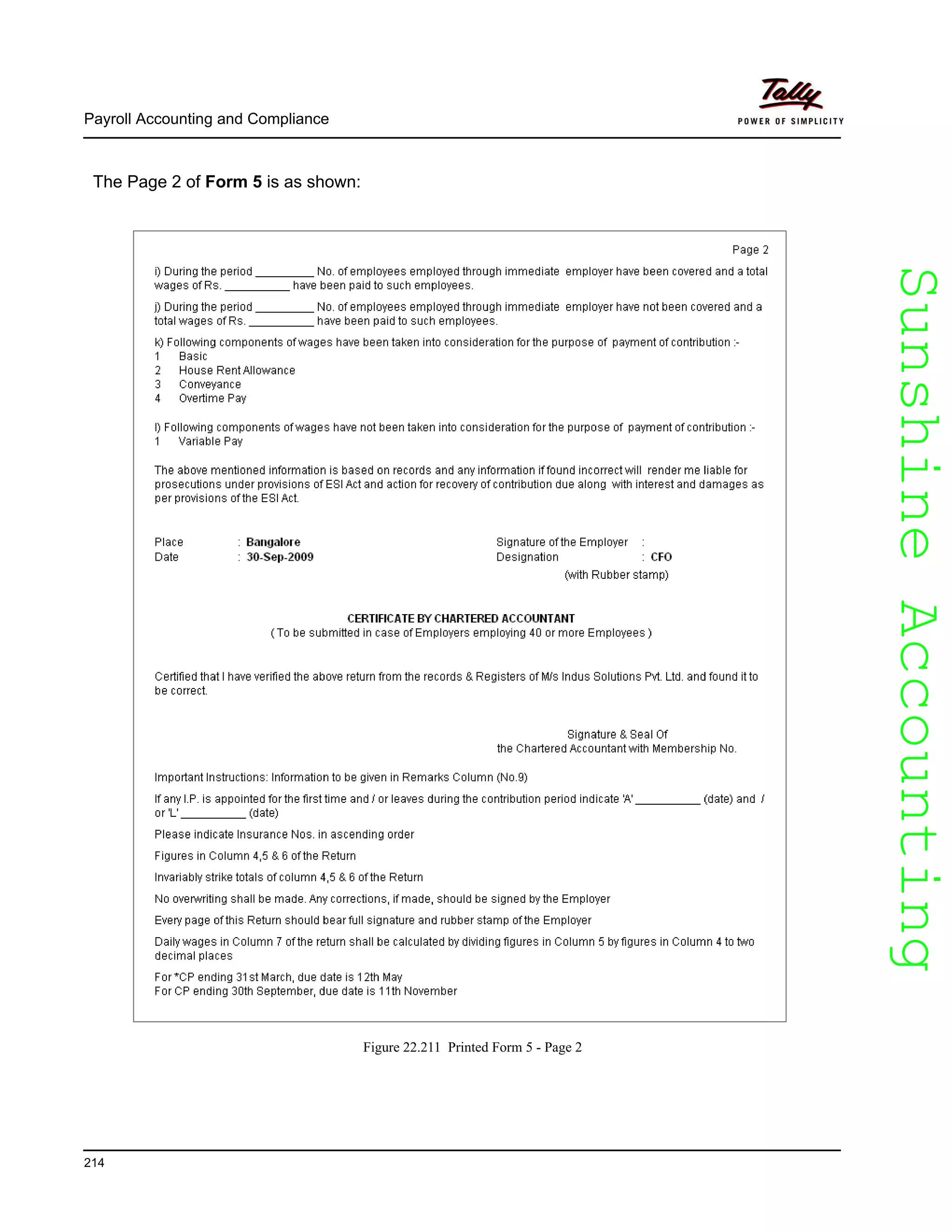 SunshineAccountingSunshineAccounting
Payroll Accounting and Compliance
214
The Page 2 of Form 5 is as shown:
Figure 22.211 Printed Form 5 - Page 2
 