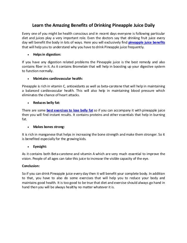 Learn the Amazing Benefits of Drinking Pineapple Juice Daily