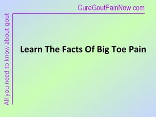 Learn The Facts Of Big Toe Pain 