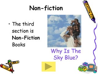 Non-fiction  The third section is  Non-Fiction  Books  Why Is The Sky Blue? 