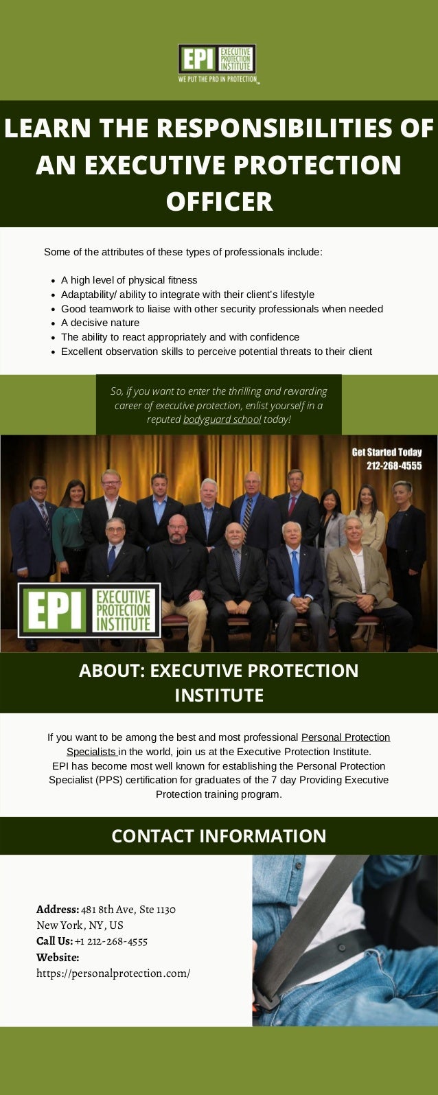 Learn the responsibilities of an executive protection officer