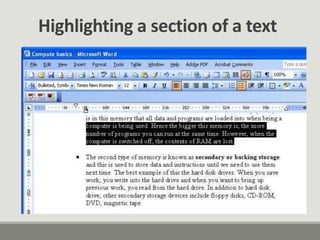 Highlighting a section of a text
 