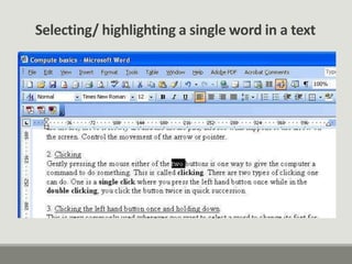 Selecting/ highlighting a single word in a text
 