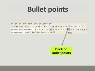 Bullet points
Click on
Bullet points
 