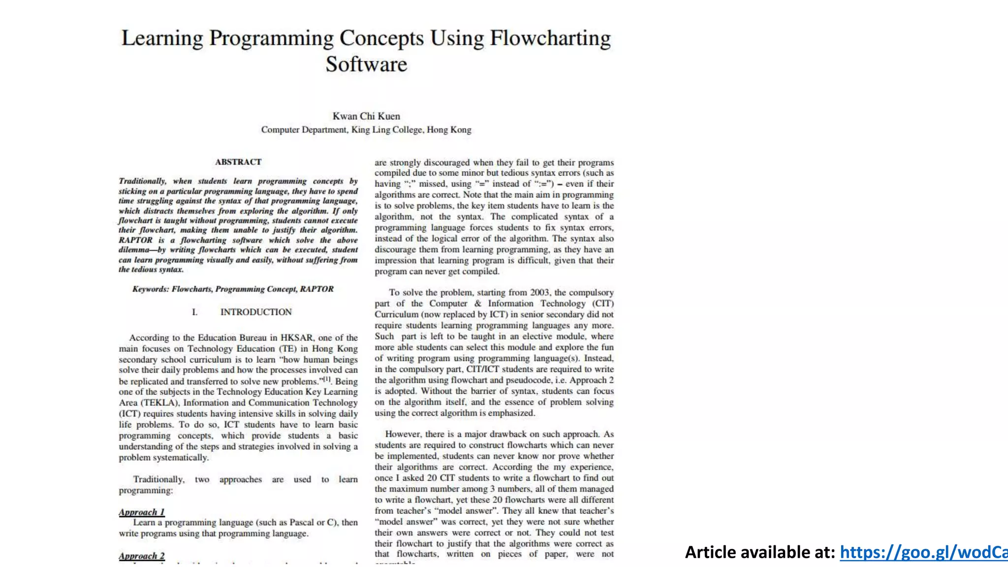 Article available at: https://goo.gl/wodCa
 