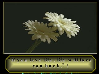 "If you love life, life will love you back."   ! B ạn yêu đời, đời sẽ yêu bạn 