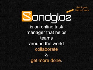 is an online task
manager that helps
teams
around the world
collaborate
&
get more done.
click logo to
find out more
 