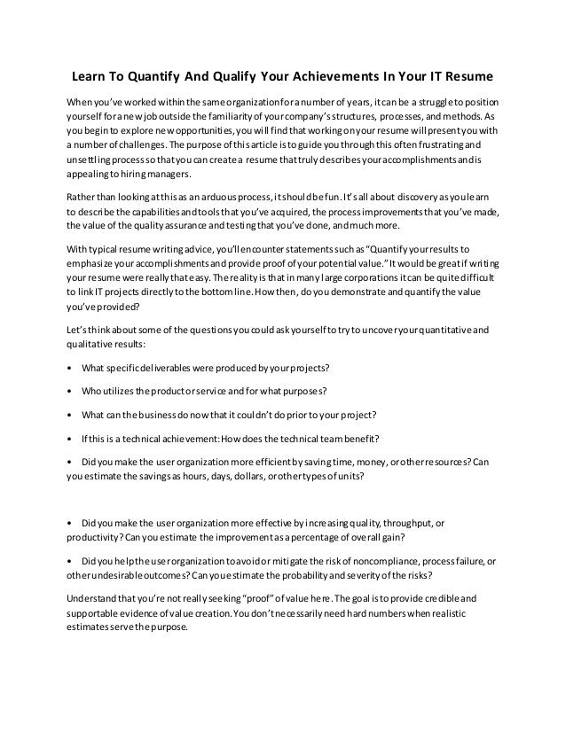 achievements for a resumes