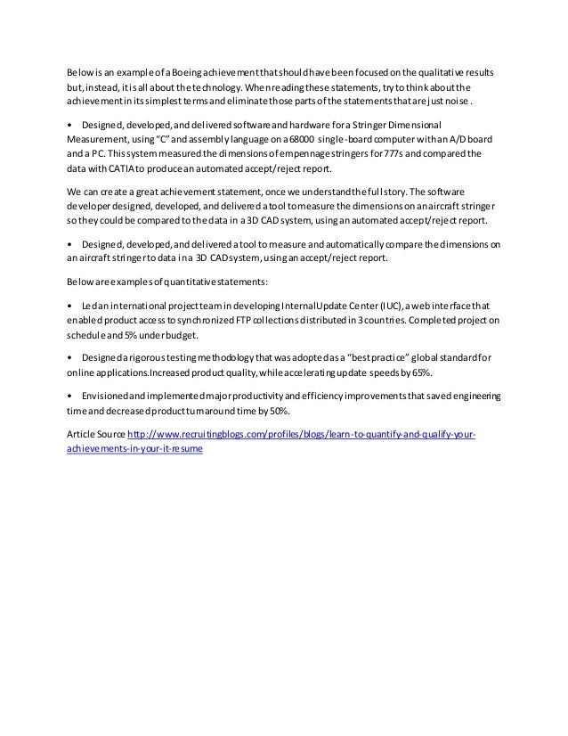 Quantify Resume Example Quantify Resume Example