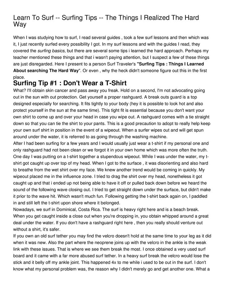 Learn To Surf Surfing Tips The Things I Realized The Learn To Surf Surfing Tips The Things I Realized The