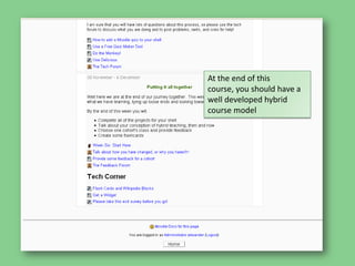 At the end of this course, you should have a well developed hybrid course model