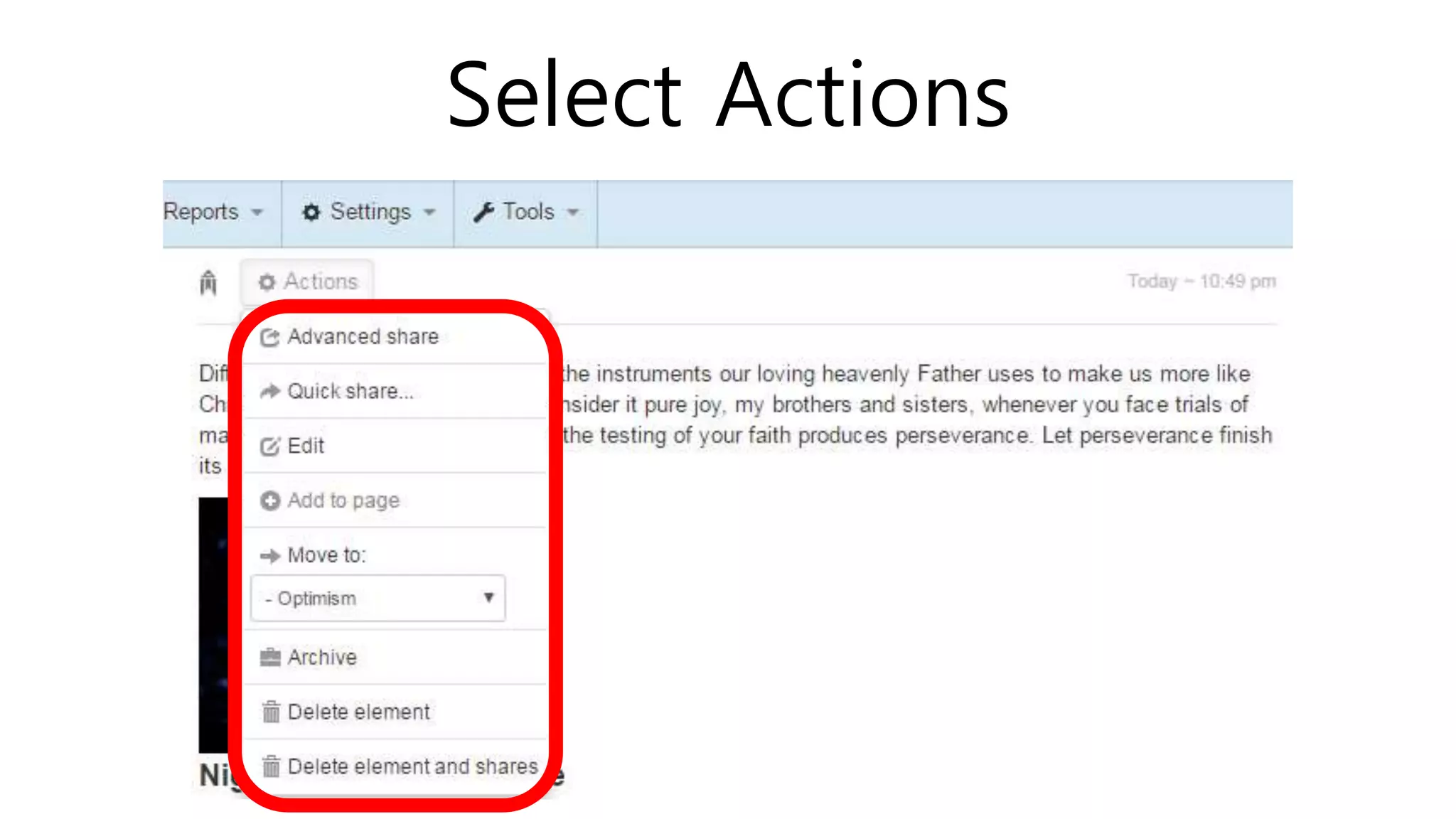 Select Actions
 