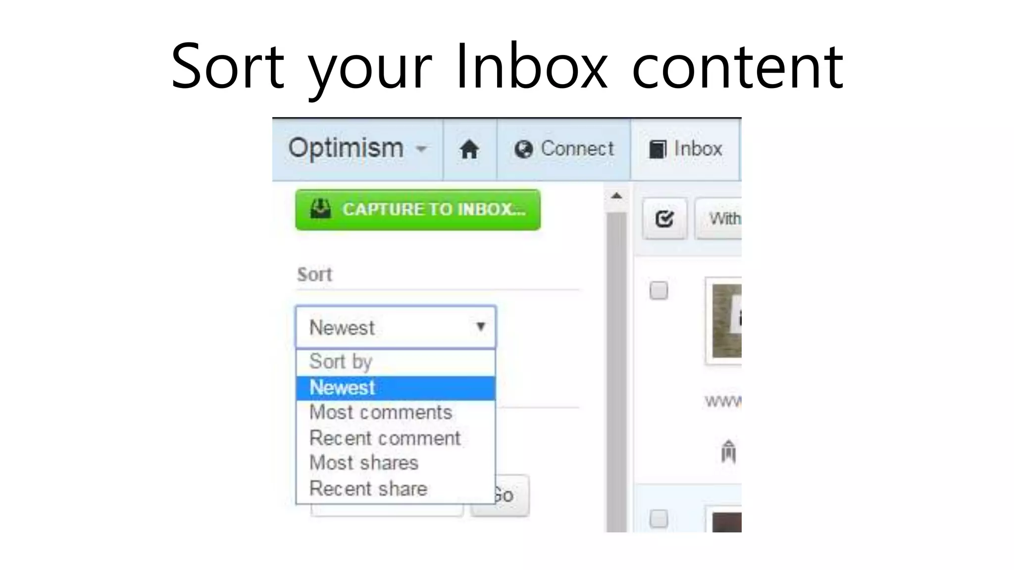 Sort your Inbox content
 