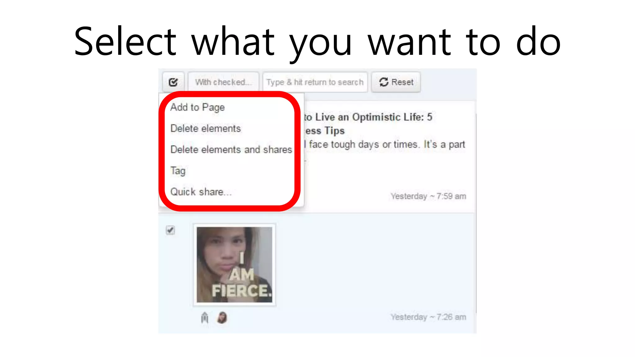 Select what you want to do
 
