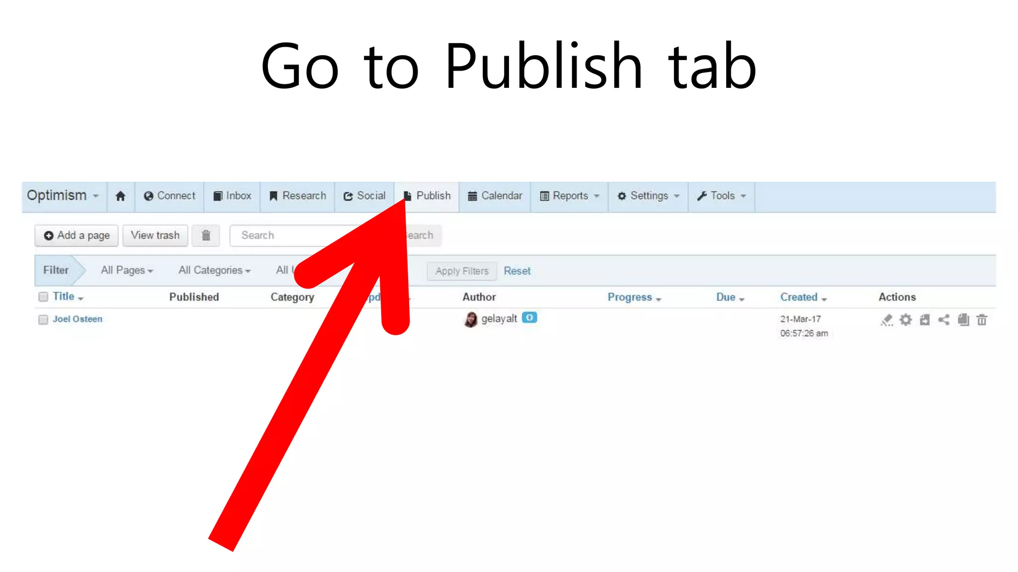 Go to Publish tab
 