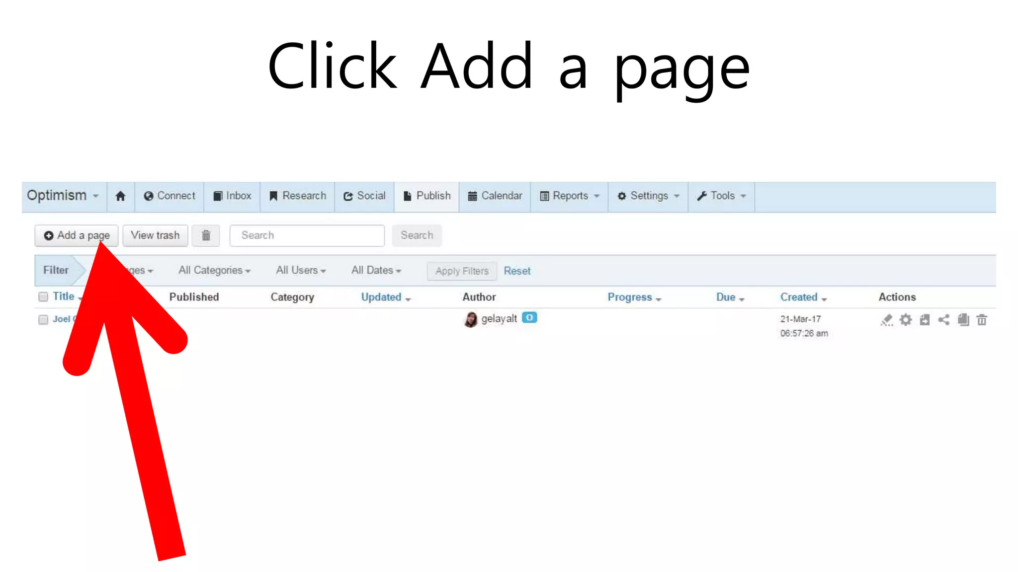 Click Add a page
 