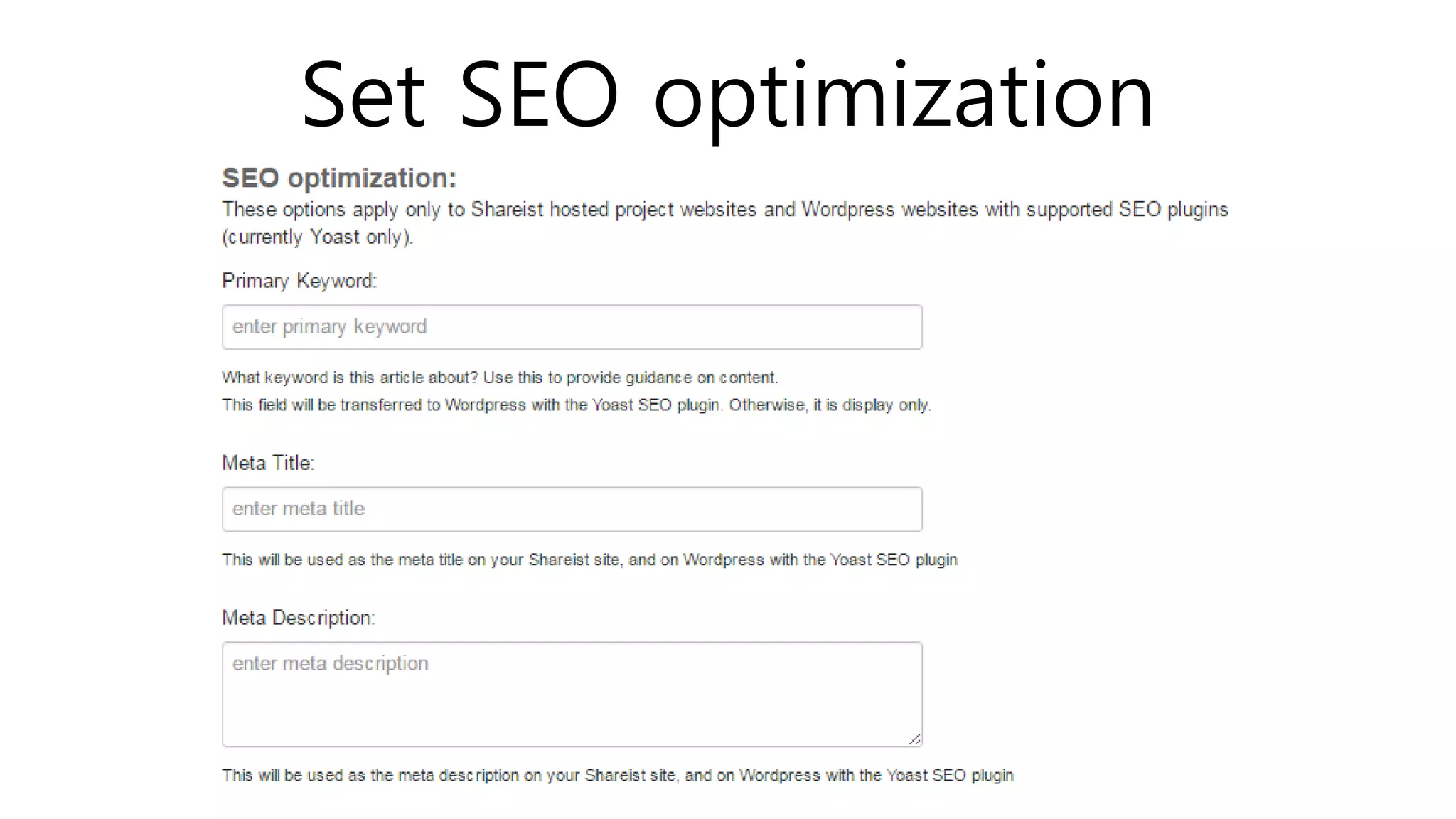 Set SEO optimization
 