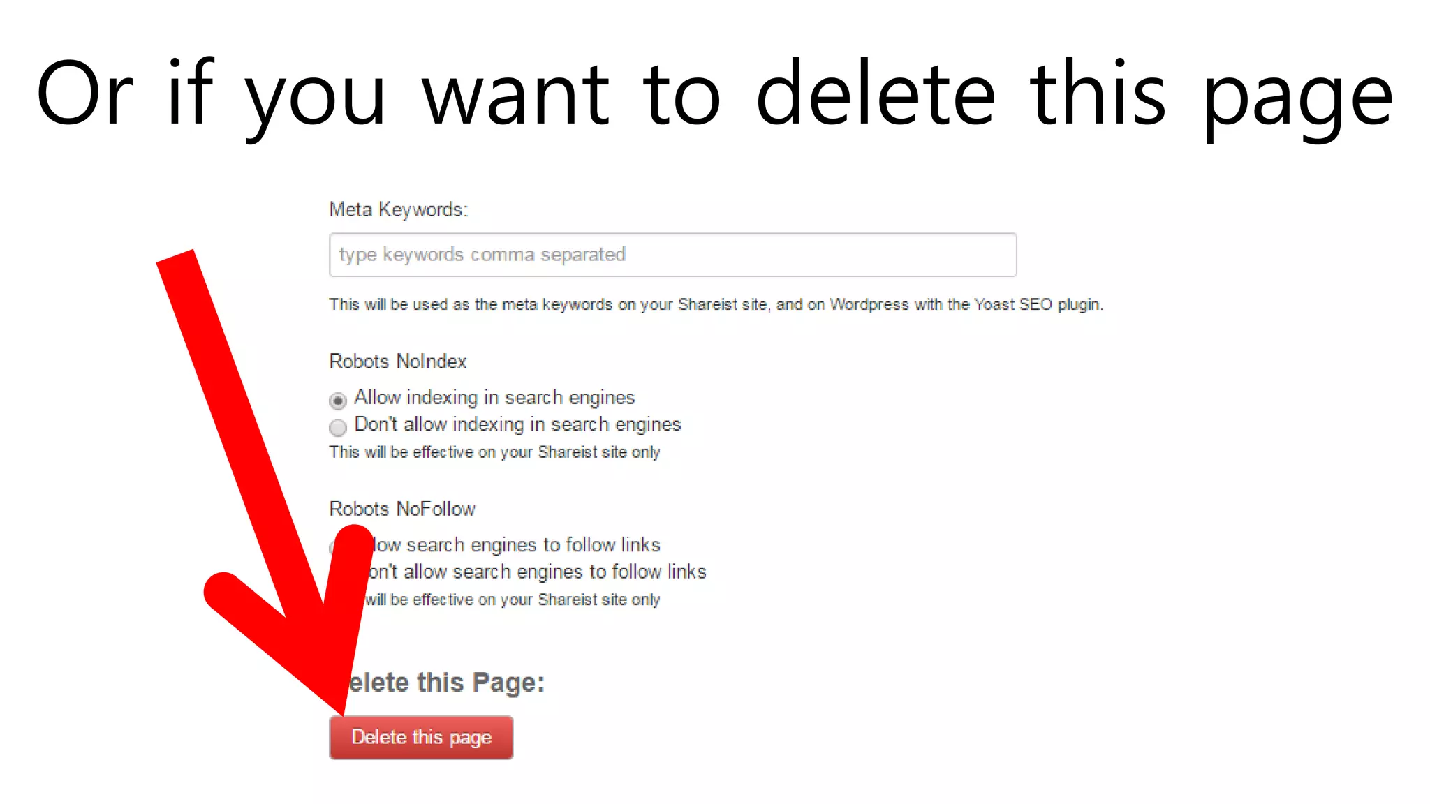 Or if you want to delete this page
 