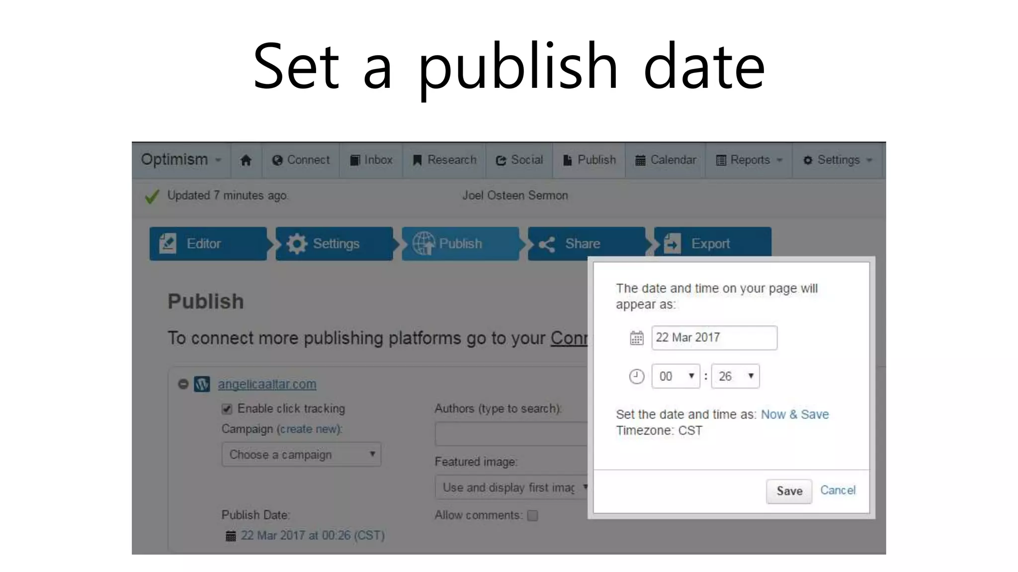 Set a publish date
 