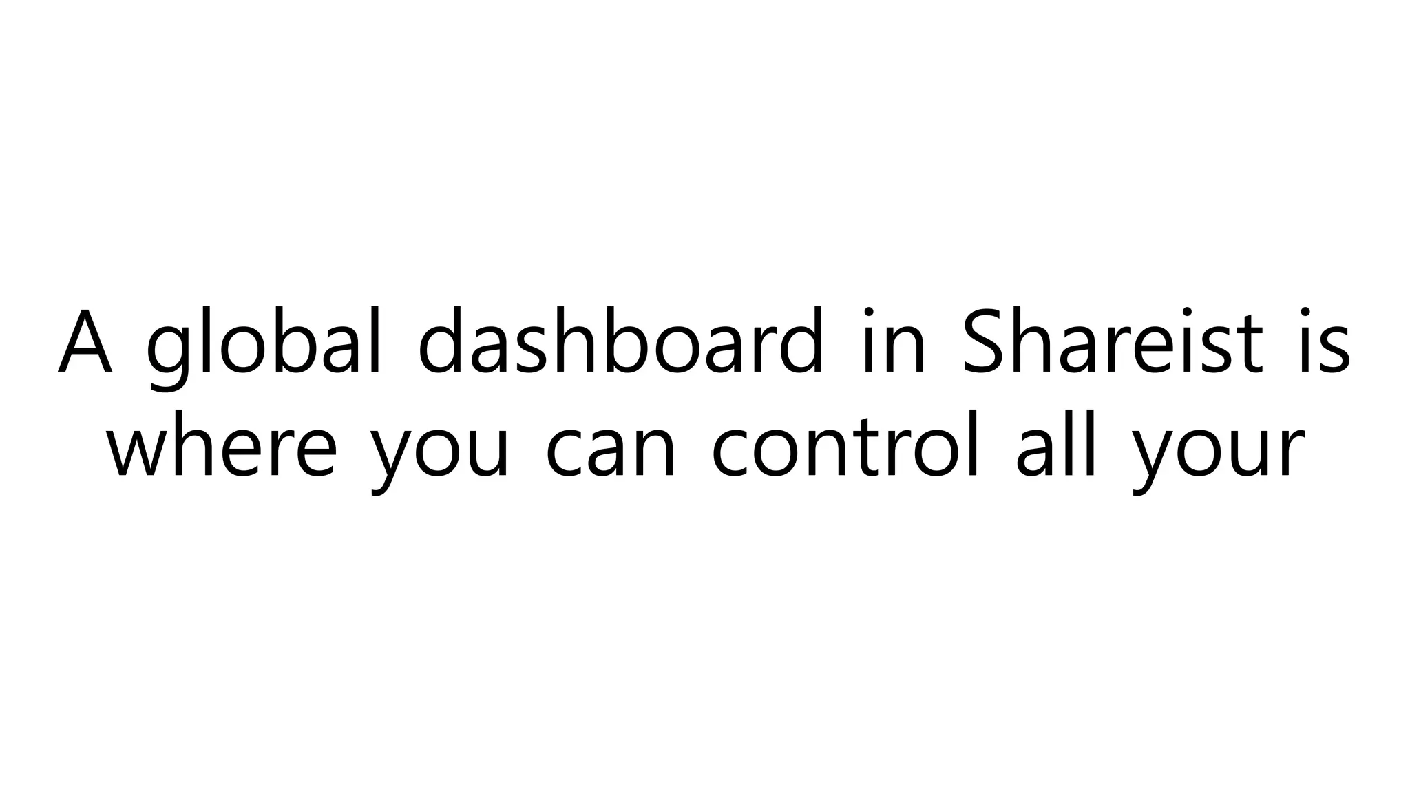 A global dashboard in Shareist is
where you can control all your
 