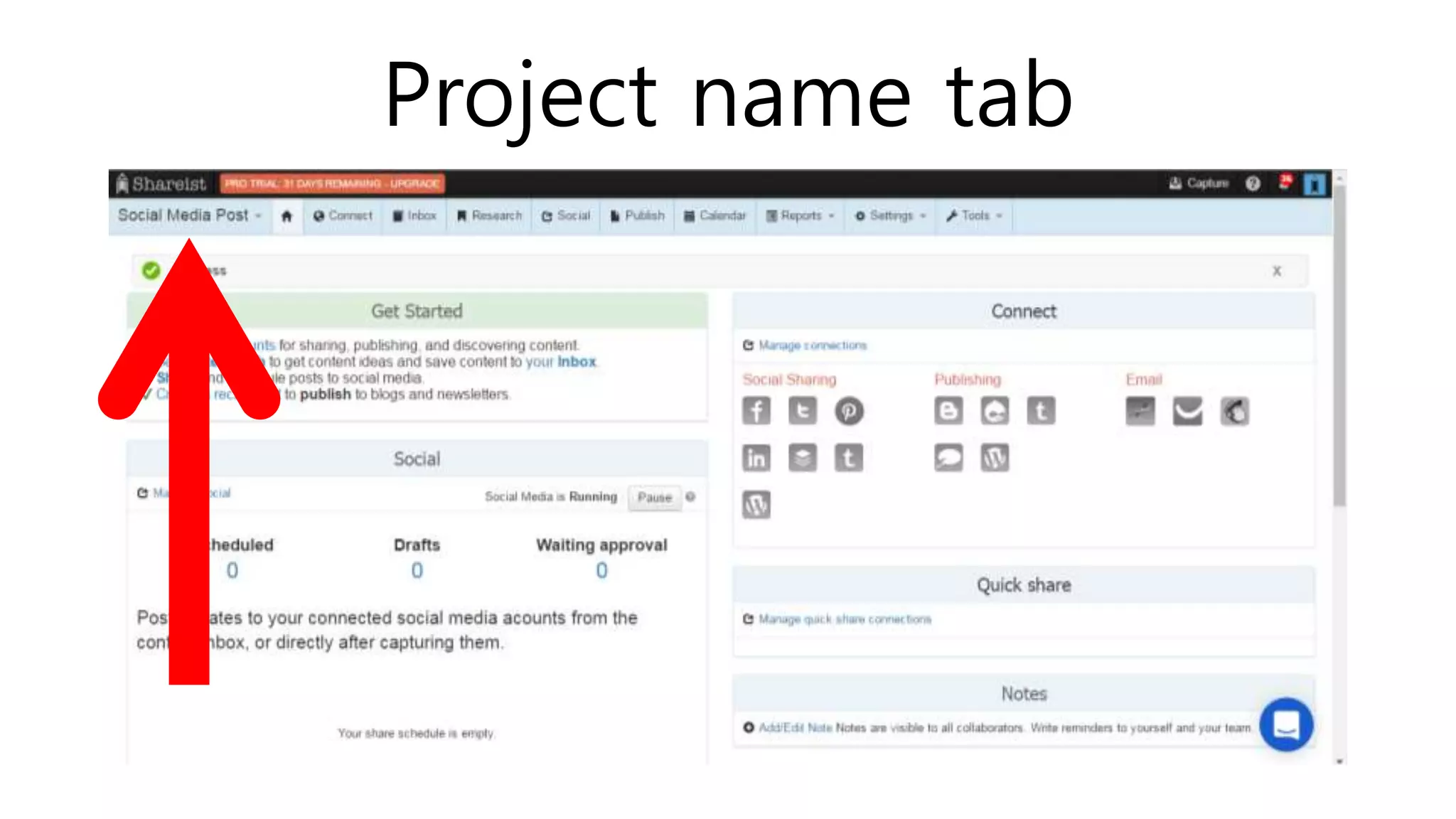 Project name tab
 