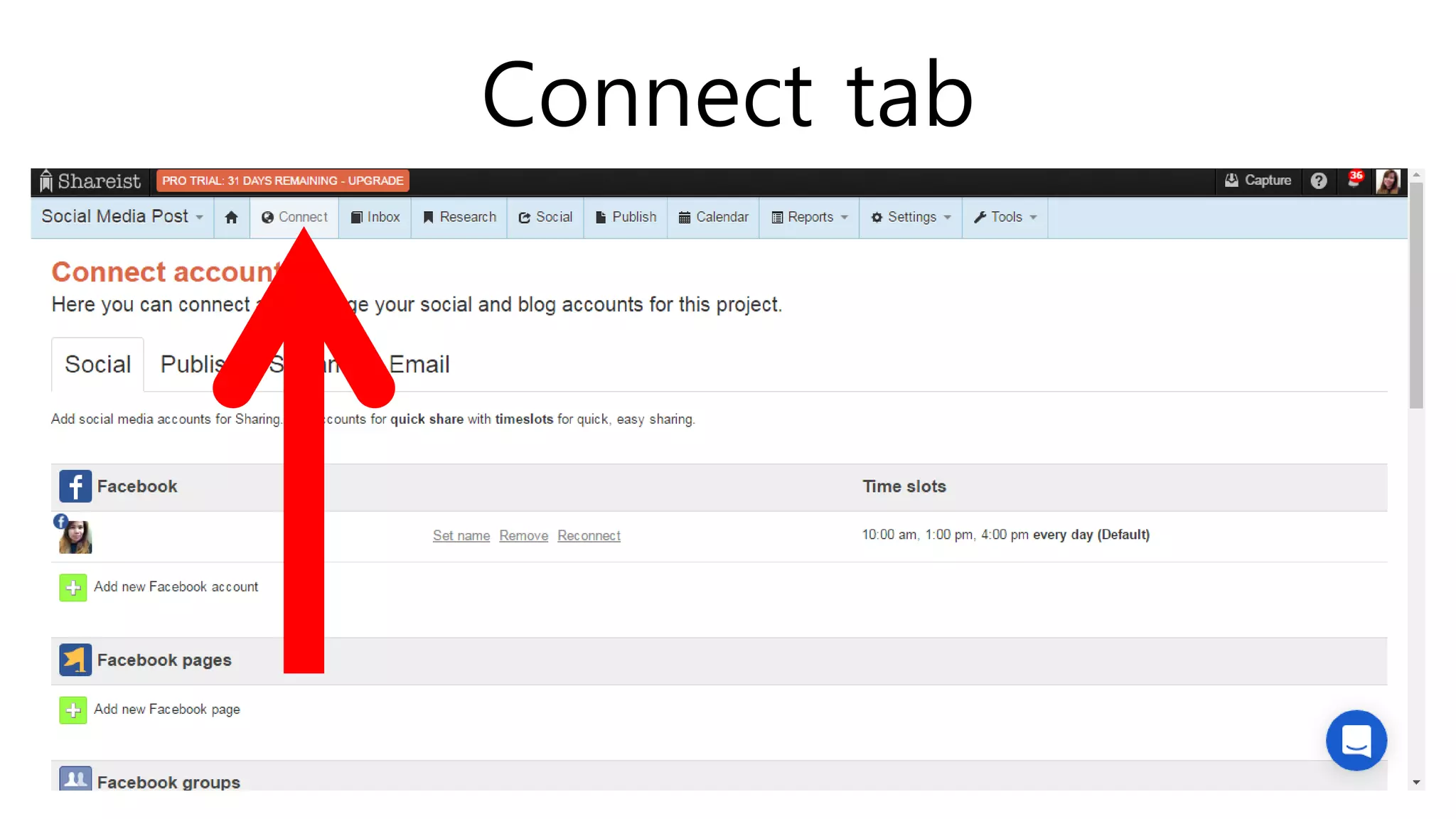 Connect tab
 