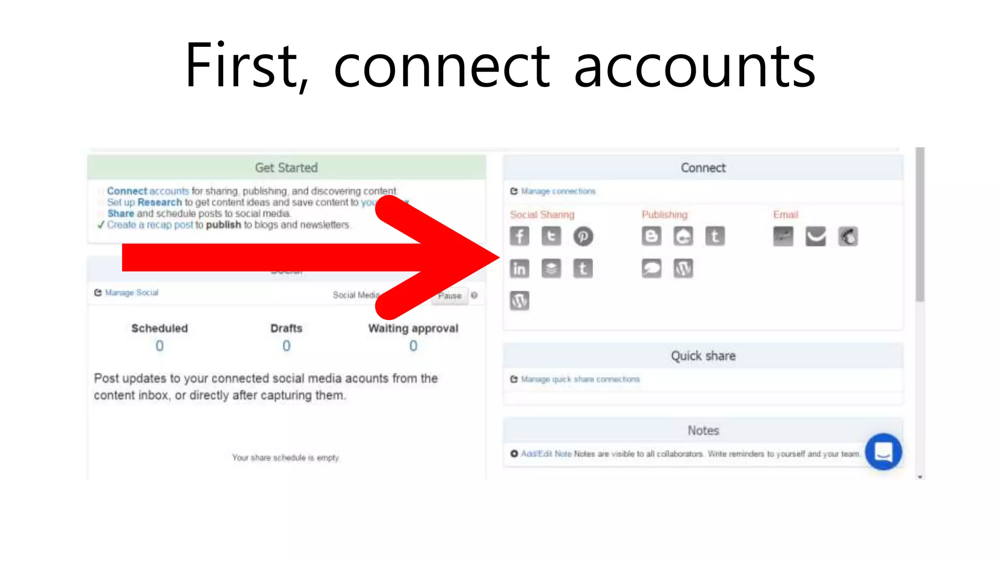 First, connect accounts
 