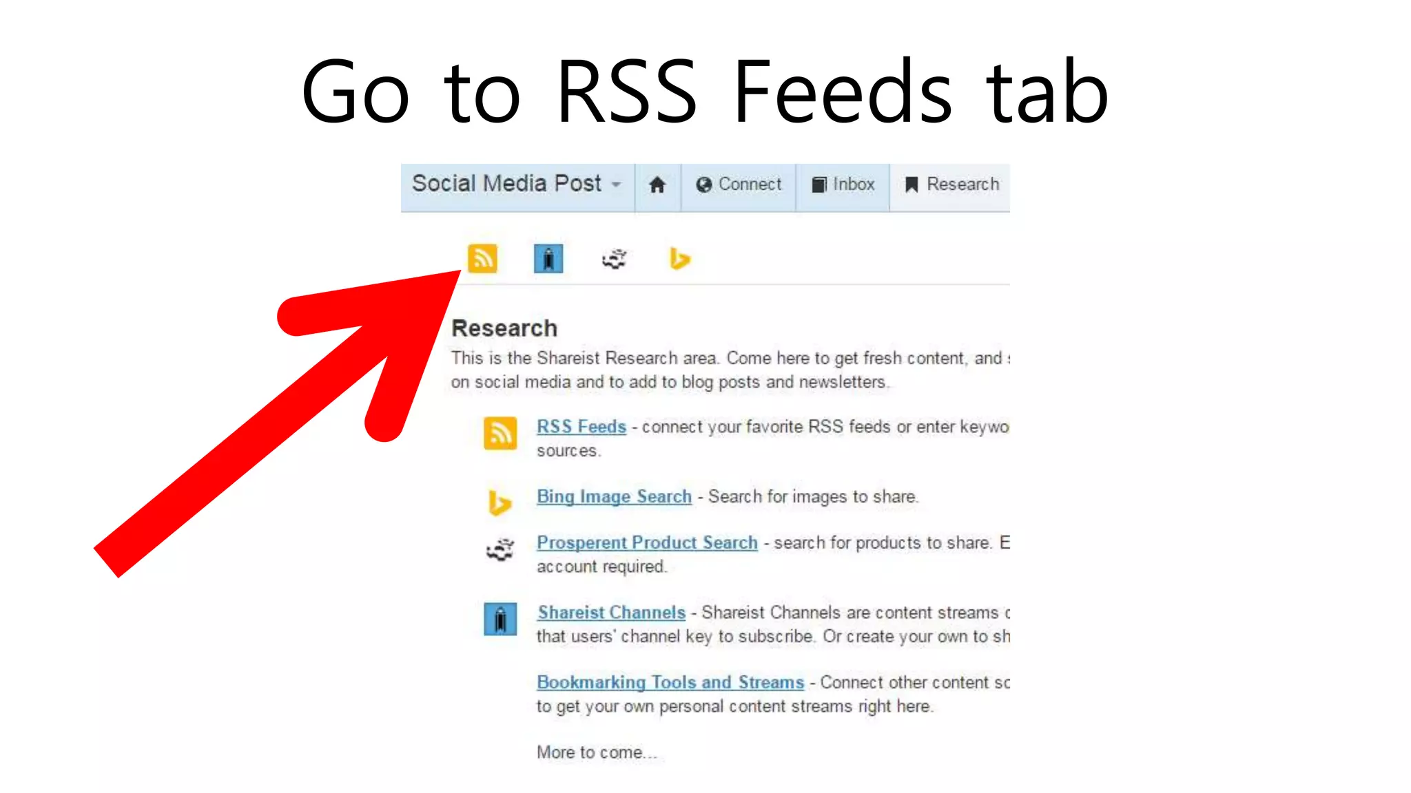 Go to RSS Feeds tab
 
