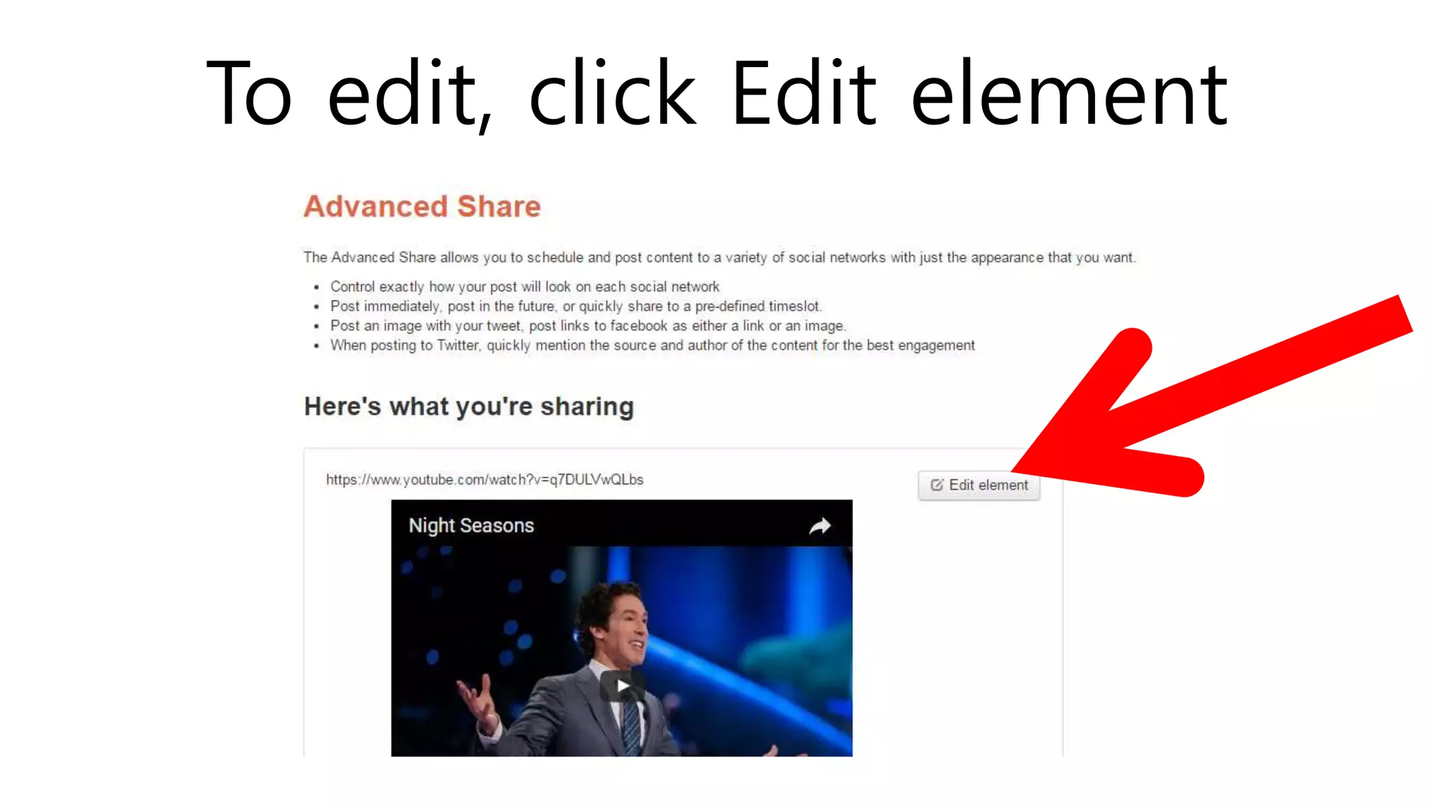 To edit, click Edit element
 